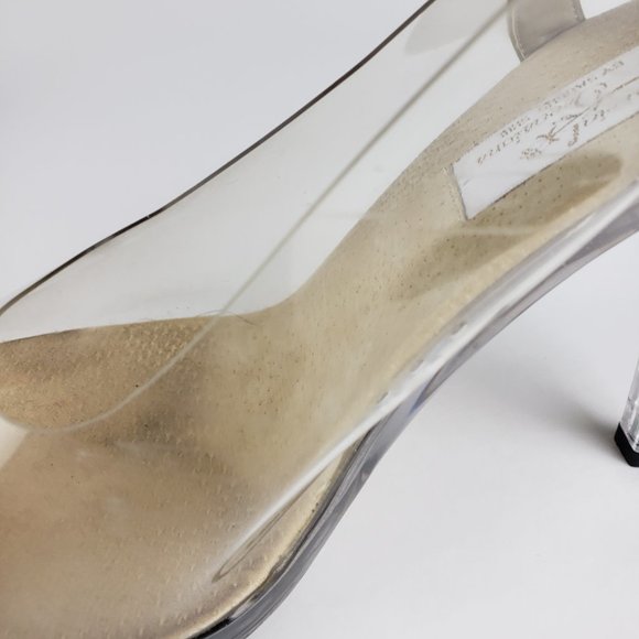 Clear Vinyl Pageant Prom Peep Toe 4.5” Heels 9.5M - Picture 6 of 11